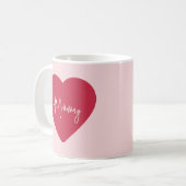 カスタム母の日マグカップ – ソフトピンク&赤いハート コーヒーマグカップ (正面左)