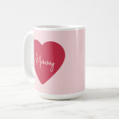 カスタム母の日マグカップ – ソフトピンク&赤いハート コーヒーマグカップ (正面左)