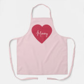 カスタム母の日 – ソフトピンク&赤いハートプレゼント – エプロン (正面)