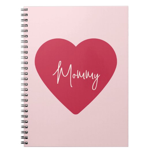 カスタム母の日 – ソフトピンク&赤いハート | ノートブック (正面)