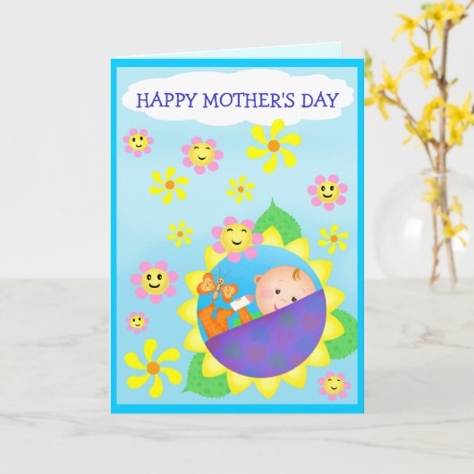 カスタム母の日/誕生日/新母 カード (黄色い花)