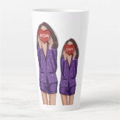 カスタム母，母，娘，母の日，贈り物， カフェラテマグ (正面)