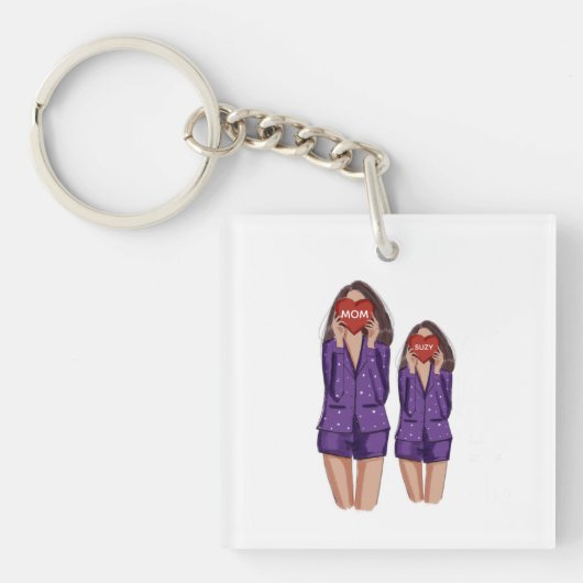 カスタム母,母,娘,母の日,贈り物, キーホルダー (正面)