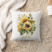 カスタム水かわいらし色ひまわりフローラ クッション (ブランケット)