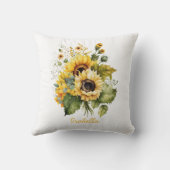 カスタム水かわいらし色ひまわりフローラ クッション (裏面)