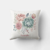 カスタム水かわいらし色ほこりっぽいブルーピンクフローラ クッション (裏面)