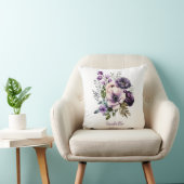 カスタム水かわいらし色パープルフローラ クッション (椅子)
