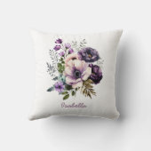 カスタム水かわいらし色パープルフローラ クッション (裏面)