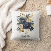 カスタム水かわいらし色ブラック金ゴールドフローラ クッション (ブランケット)