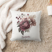 カスタム水かわいらし色ブルゴーニュフローラ クッション (ブランケット)
