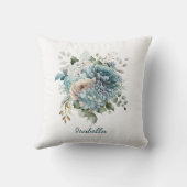 カスタム水かわいらし色ブルーピンクフローラ クッション (裏面)