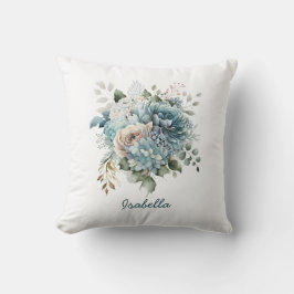 カスタム水かわいらし色ブルーピンクフローラ クッション