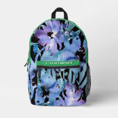 カスタム水かわいらし色ブルーフローラ プリントバックパック (正面)