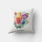 カスタム水かわいらし色レインボーバラフローラ クッション (裏面)