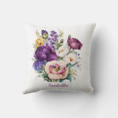 カスタム水かわいらし色春の花フローラ クッション (裏面)