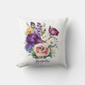 カスタム水かわいらし色春の花フローラ クッション (正面)