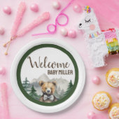 カスタム水の色の森、テディベア、ベビーシャワー ペーパープレート (パーティー)