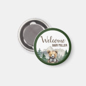 カスタム水の色の森、テディベア、ベビーシャワー マグネット (正面/裏面)