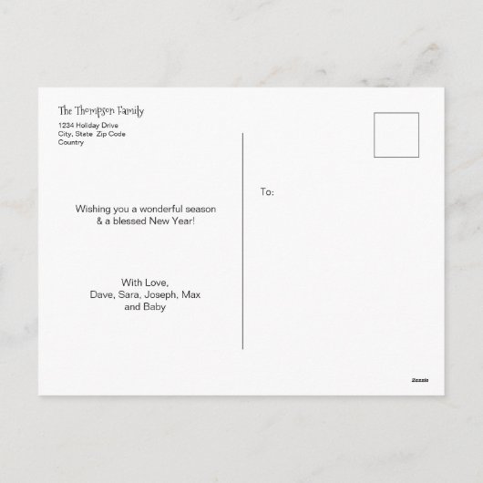 カスタム水の色，クリスマスニュースレター，写真 シーズンポストカード (裏面)