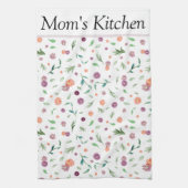 カスタム水カラーフローラ | 完璧な贈り物 キッチンタオル (縦)