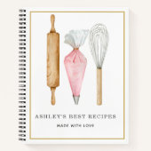 カスタム水カラーベーカーツールレシピテンプレート ノートブック (正面)