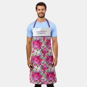 カスタム水カラー明るい赤紫色開花 エプロン (着用した状態)