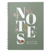 カスタム水カラーWildflowersフローラノート ノートブック (正面)