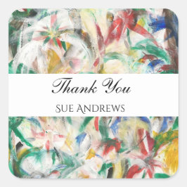 カスタム水モダン色抽象芸術ありがとう スクエアシール