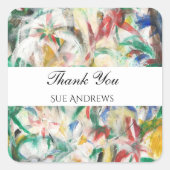 カスタム水モダン色抽象芸術ありがとう スクエアシール (正面)