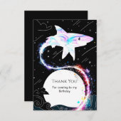 カスタム水中深海シャーク誕生日 サンキューカード (正面/裏面)