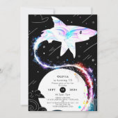 カスタム水中深海シャーク誕生日 招待状 (正面)