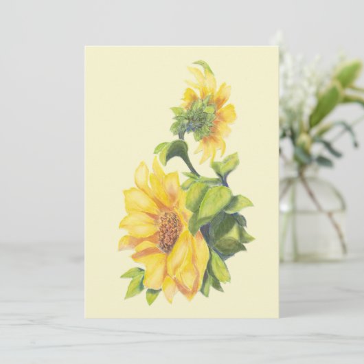 カスタム水彩ひまわり園花 招待状 (スタンド正面)