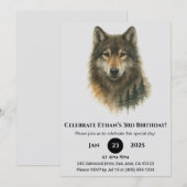 カスタム水彩オオカミの誕生日 招待状 (正面/裏面)