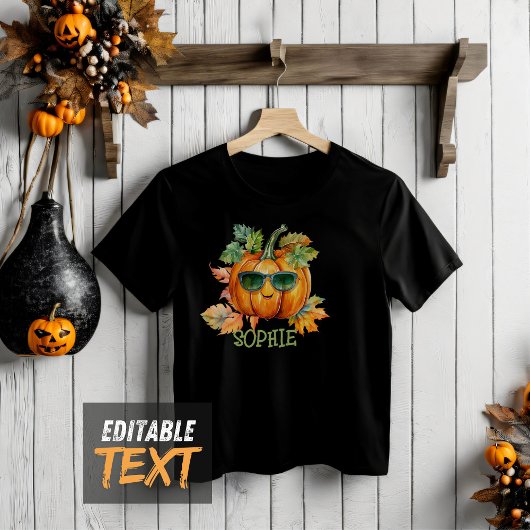 カスタム水彩オレンジカボチャハロウィンキャンディ トドラーTシャツ