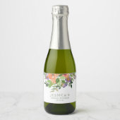 カスタム水彩オレンジフローラブライダルシャワー スパークリングワインラベル (正面)