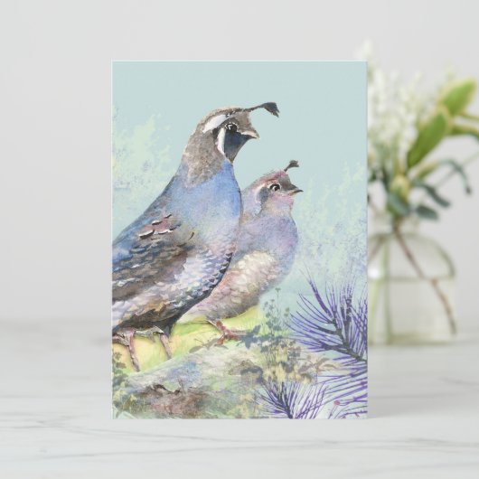 カスタム水彩カリフォルニアウズルバードワイルドライフ 招待状 (スタンド正面)