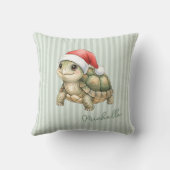 カスタム水彩クリスマストカゲサンタ帽 クッション (裏面)