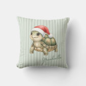 カスタム水彩クリスマストカゲサンタ帽 クッション (正面)