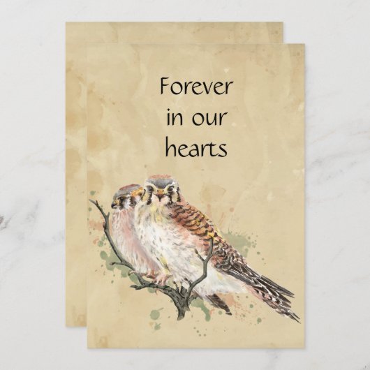 カスタム水彩ケストレルバードアートメモリアル 招待状 (正面/裏面)