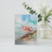 カスタム水彩サンドパイパーショアビーチバードアート ポストカード (スタンド正面)