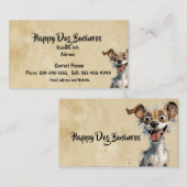 カスタム水彩ハッピードッグアニマルペットおもしろい 名刺 (正面/裏面)