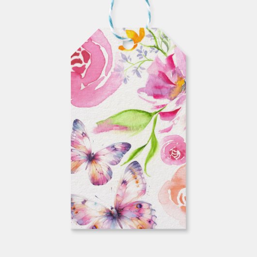 カスタム水彩バタフライラベル ギフトタグ (裏面)