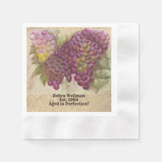カスタム水彩ヴィンテージ誕生日 縁ありカクテルナプキン (正面)