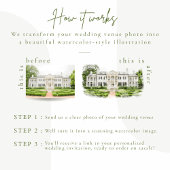 カスタム水彩会場結婚式の日付を保存 招待状