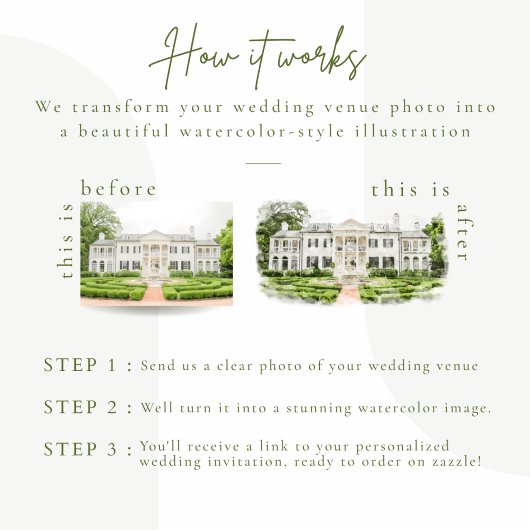 カスタム水彩会場結婚式の日付を保存 招待状