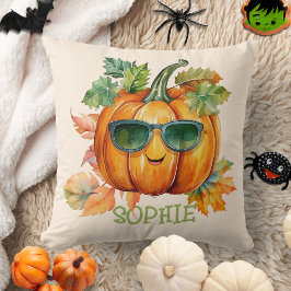 カスタム水彩可愛いカボチャのオレンジのハロウィン クッション