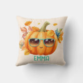 カスタム水彩可愛いカボチャのオレンジのハロウィン クッション (裏面)