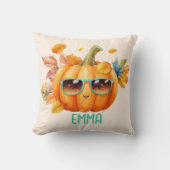 カスタム水彩可愛いカボチャのオレンジのハロウィン クッション (正面)