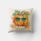 カスタム水彩可愛いカボチャのオレンジのハロウィン クッション (裏面)