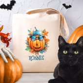 カスタム水彩可愛いカボチャのオレンジのハロウィン トートバッグ